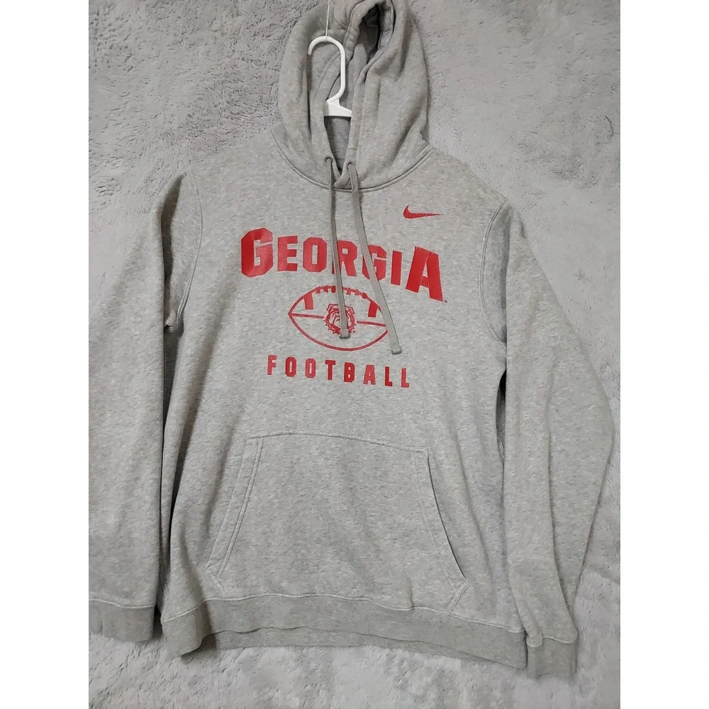 Georgia Bulldogs Hoodie Mens Large Nike Club Fleece Football Sweatshirt NCAA L